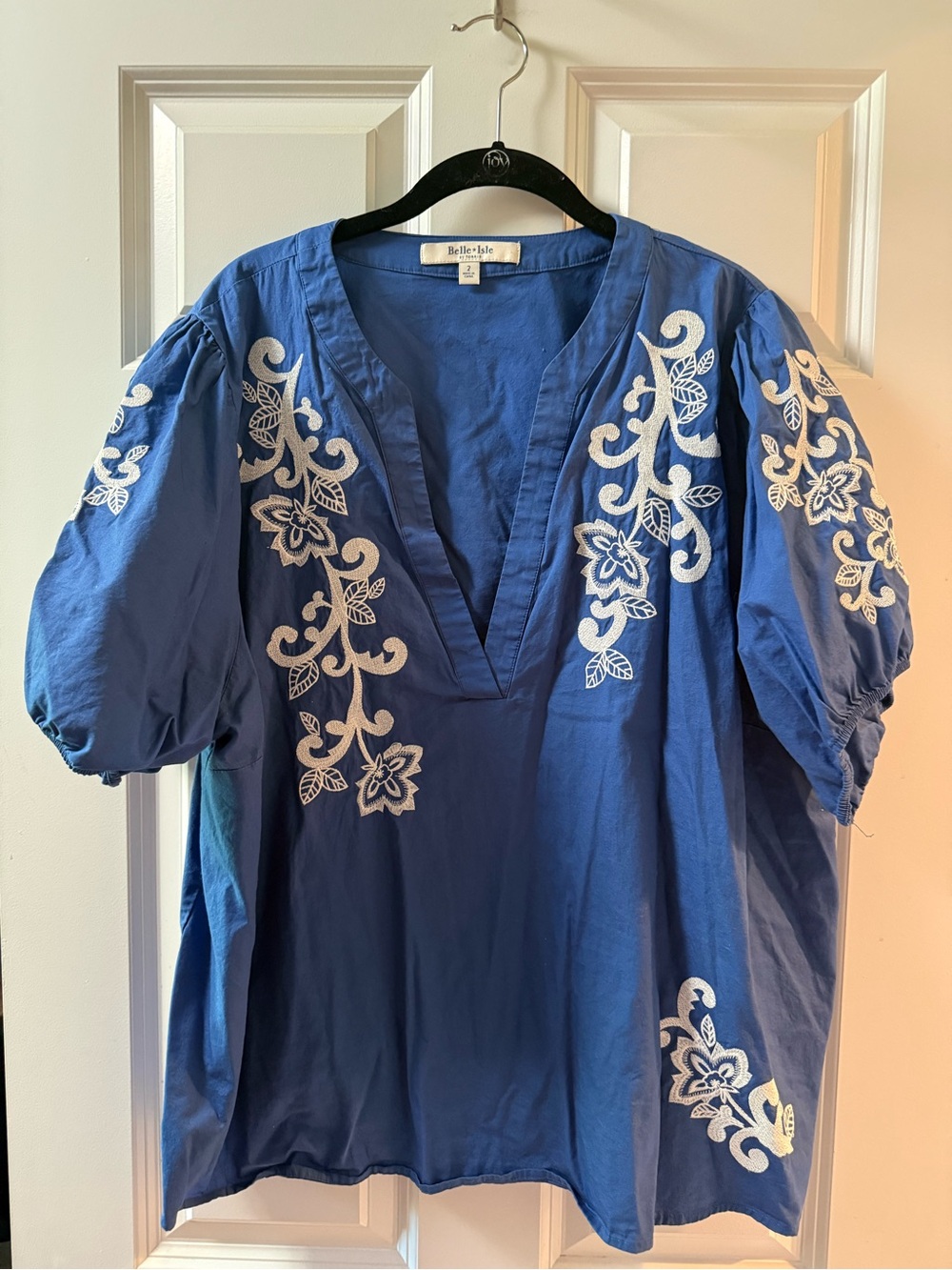 torrid Blue Embroidered V-Neck Tunic Top